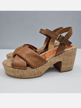 Korks Kork Ease Calda Cork Platform Sandal Women 11 Brown Chunky Heel Summer NEW